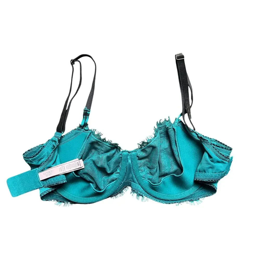 Victoria's Secret Dream Angels Lace Push Up Unlined Bra WICKED GREEN 34DD